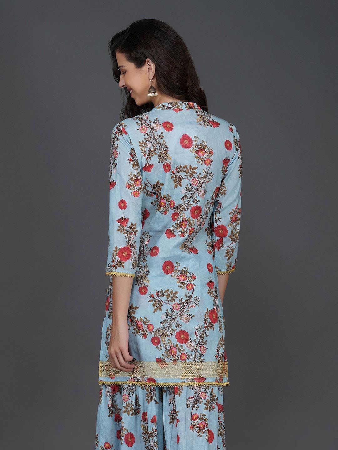 Light Blue Floral Printed Kurta