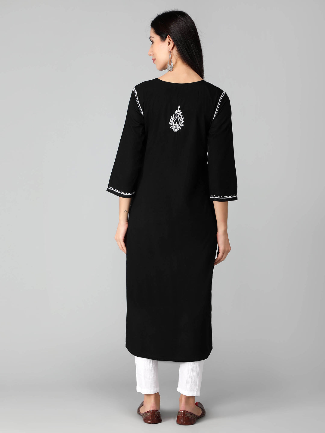 Chikankari-Black-Cotton-Kurta-Kurti