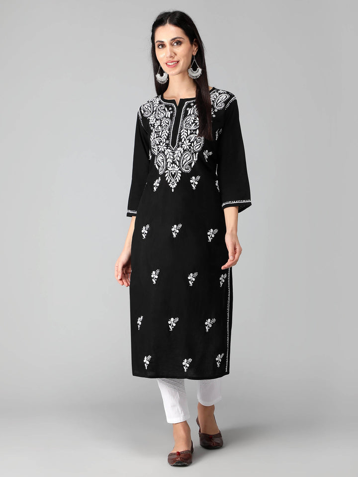 Chikankari-Black-Cotton-Kurta-Kurti