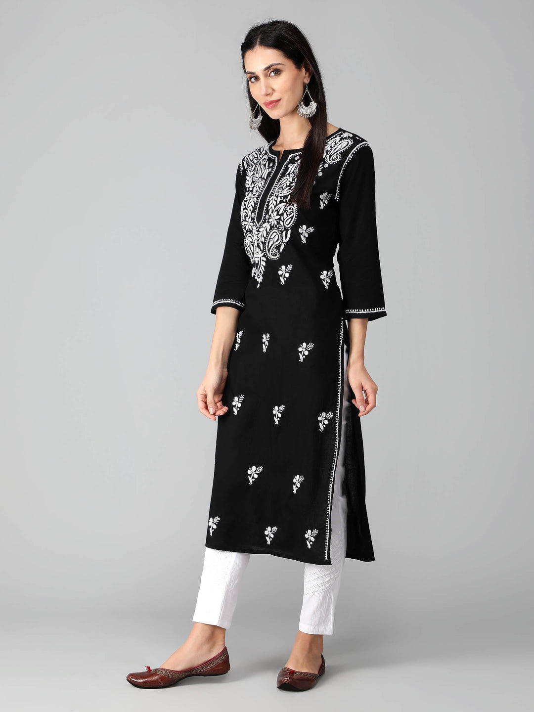 Chikankari-Black-Cotton-Kurta-Kurti