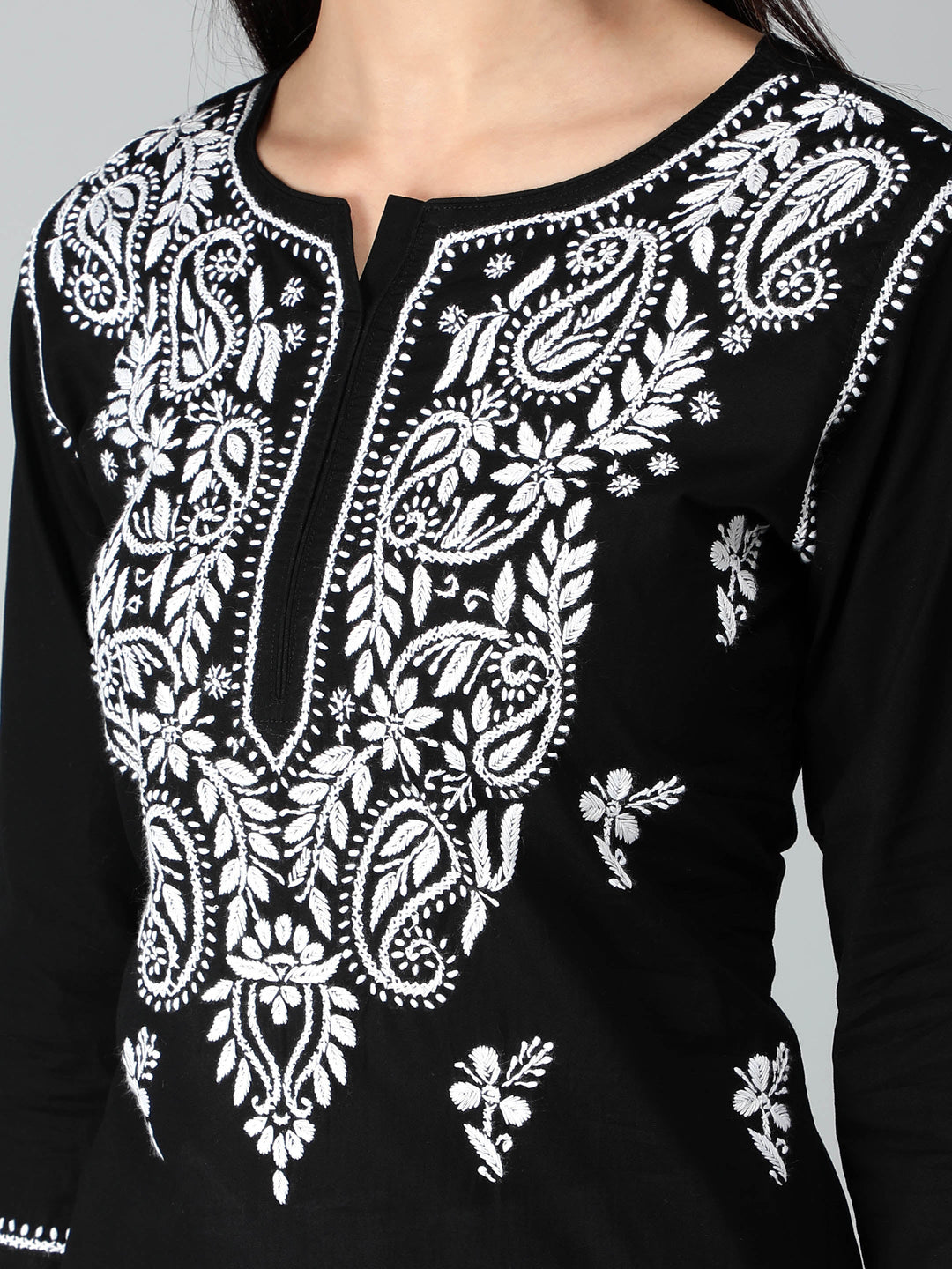 Chikankari-Black-Cotton-Kurta-Kurti