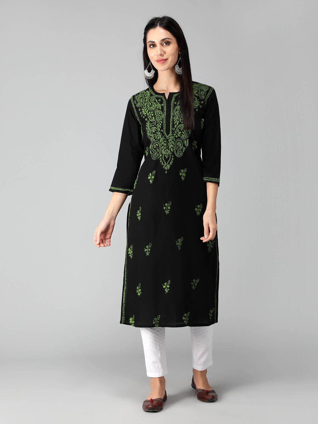 Chikankari-Black-Cotton-Kurta-Kurti