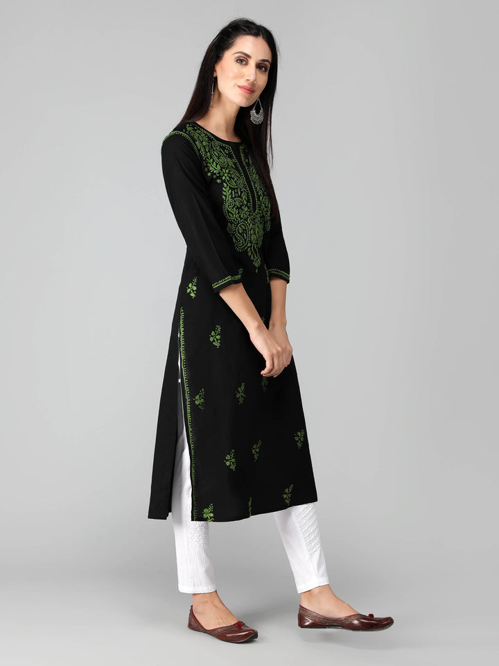 Chikankari-Black-Cotton-Kurta-Kurti