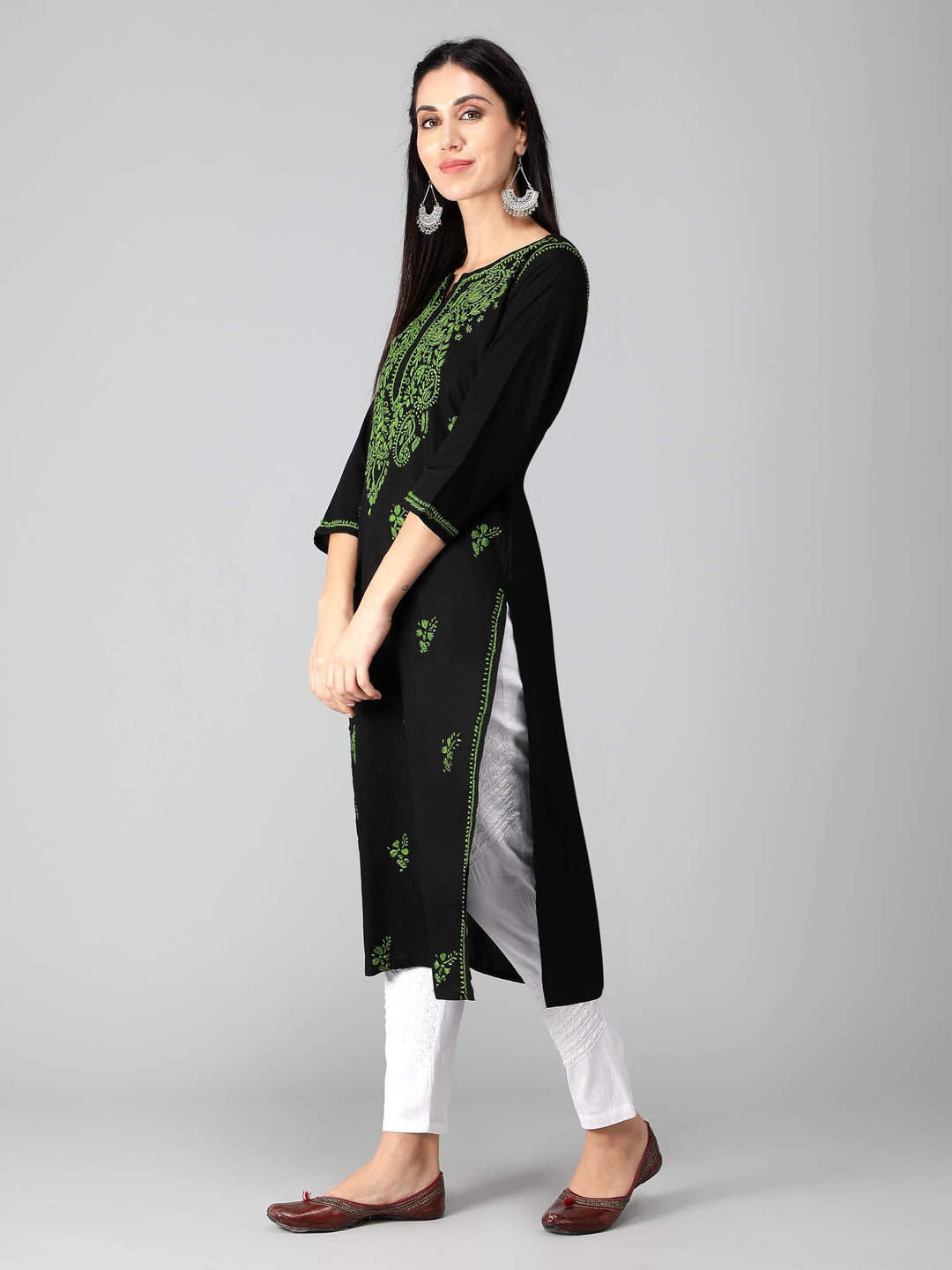 Chikankari-Black-Cotton-Kurta-Kurti