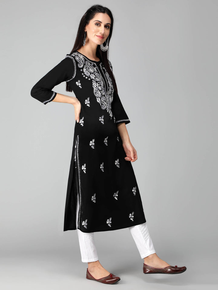 Chikankari-Black-Cotton-Kurta-Kurti