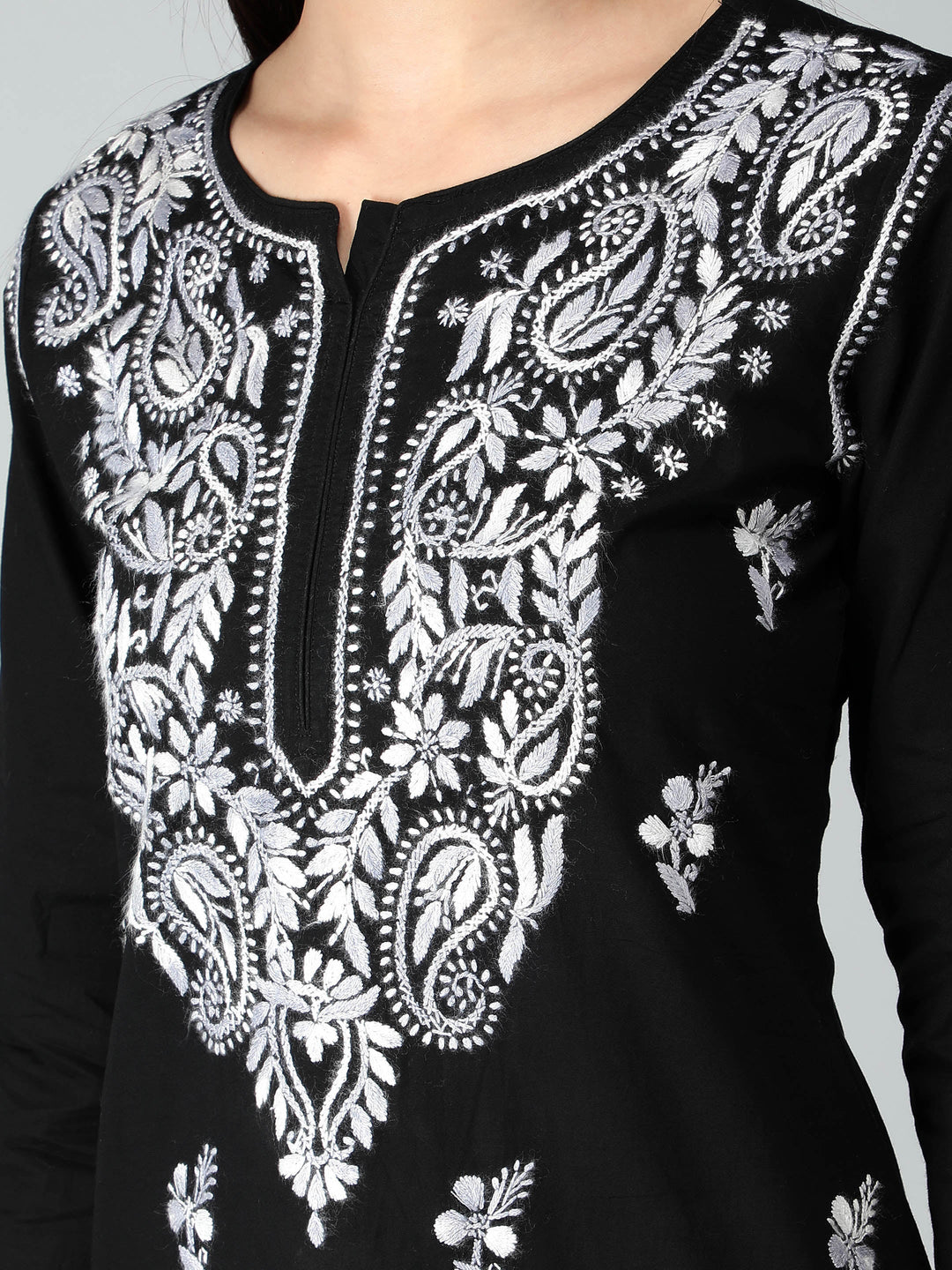 Chikankari-Black-Cotton-Kurta-Kurti