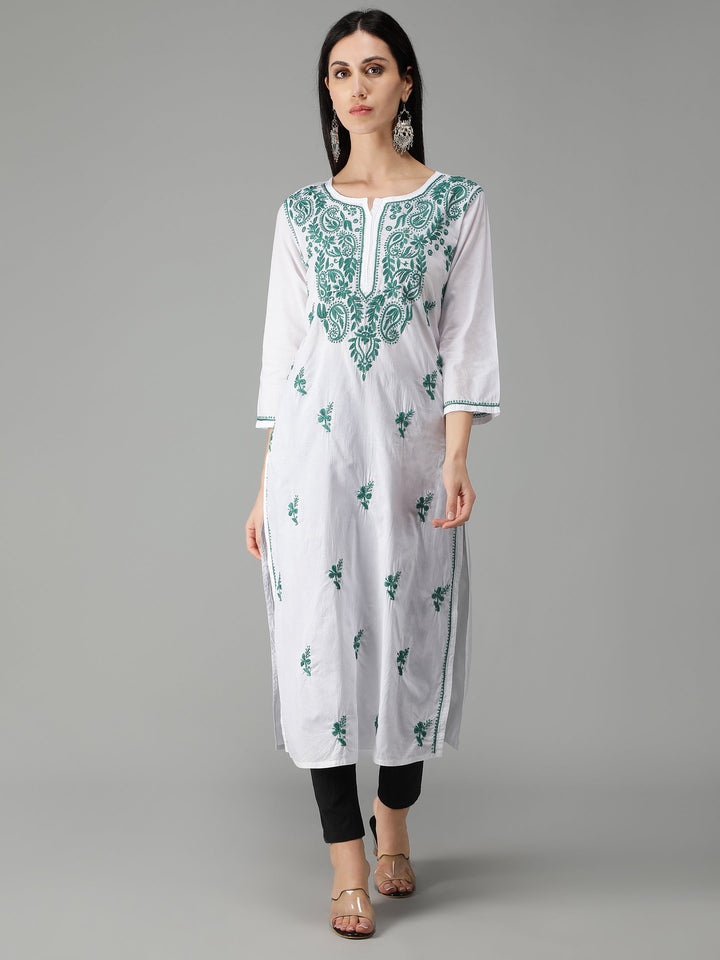 Chikankari-White-Cotton-Kurta-Kurti