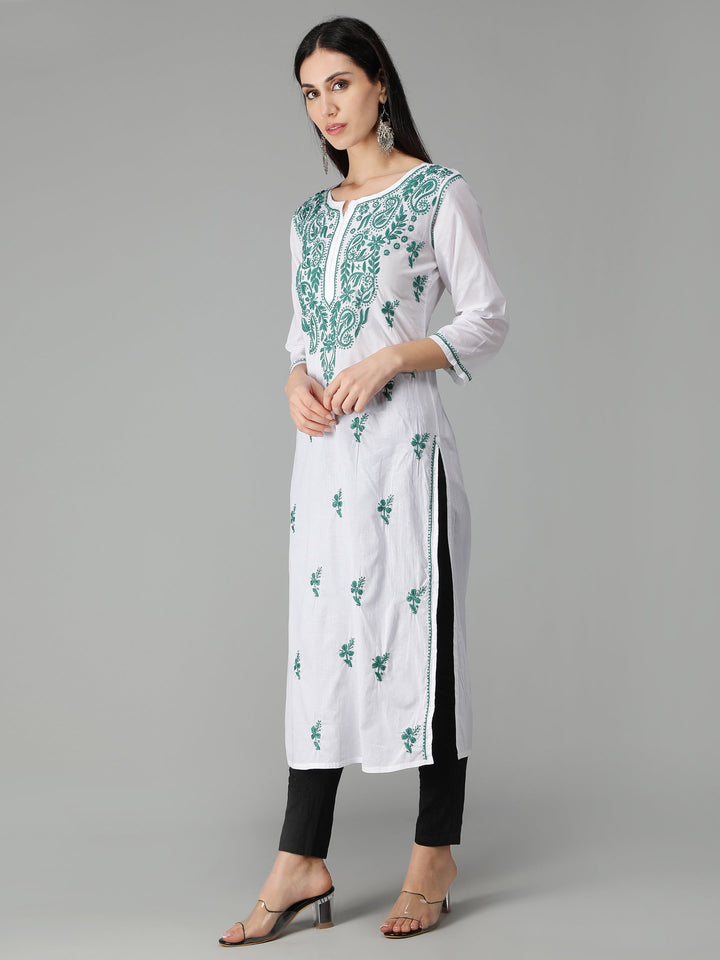 Chikankari-White-Cotton-Kurta-Kurti