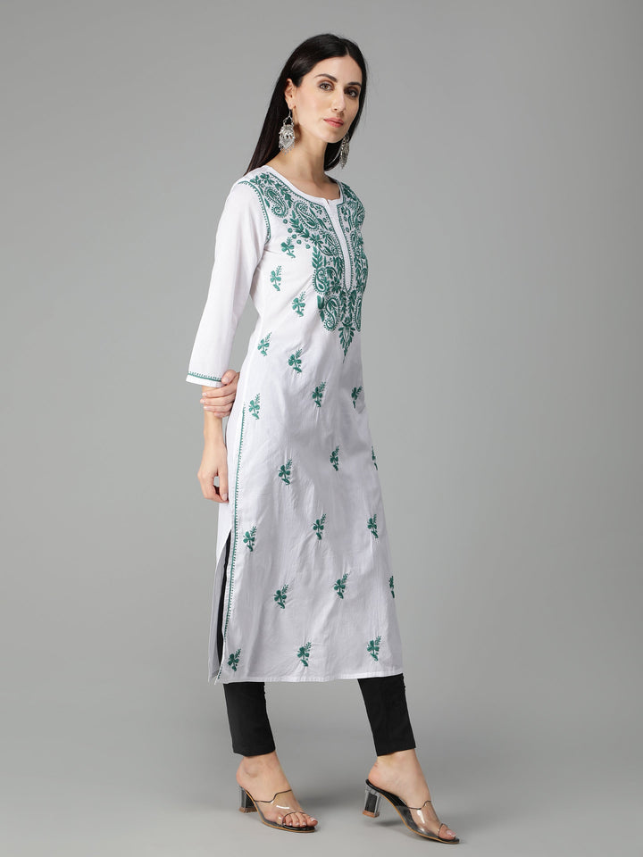 Chikankari-White-Cotton-Kurta-Kurti