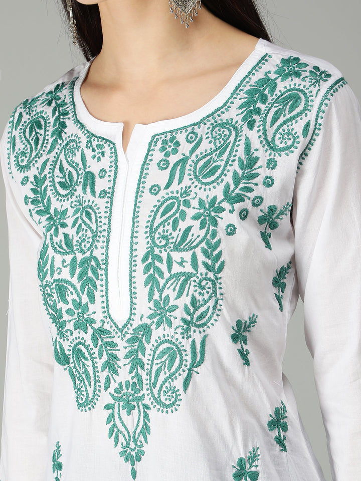 Chikankari-White-Cotton-Kurta-Kurti