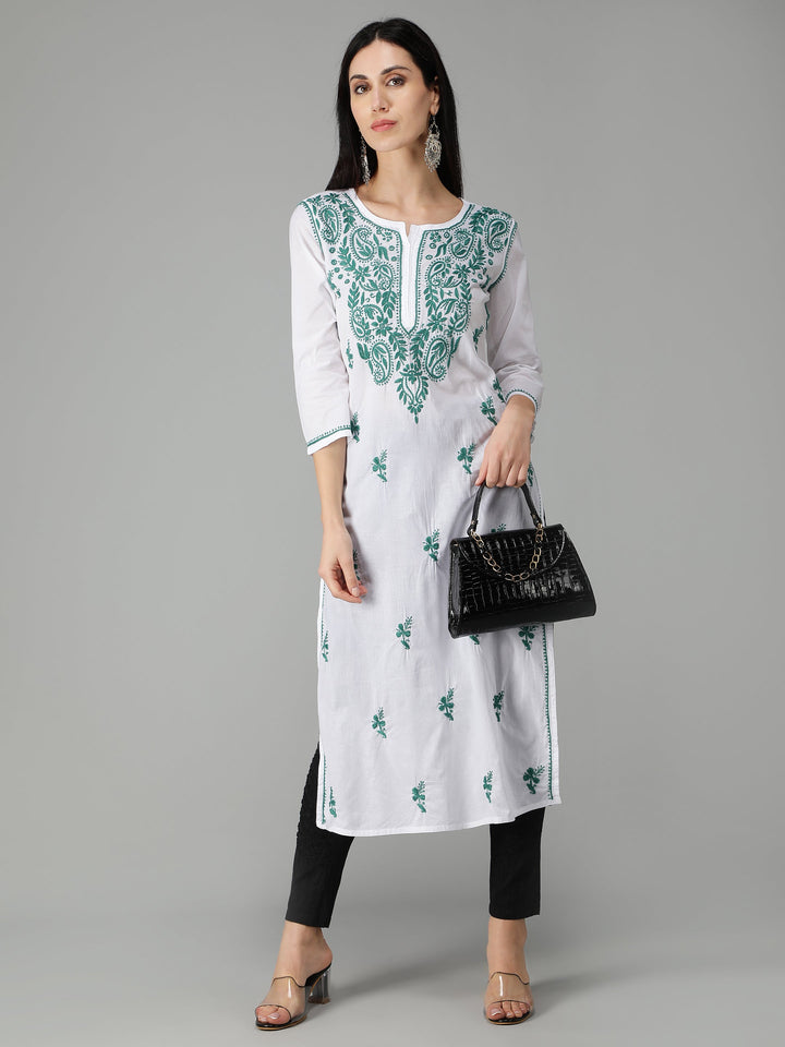 Chikankari-White-Cotton-Kurta-Kurti