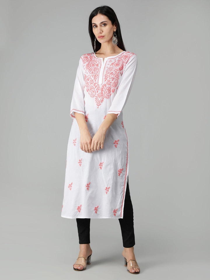 Chikankari-White-Cotton-Kurta-Kurti