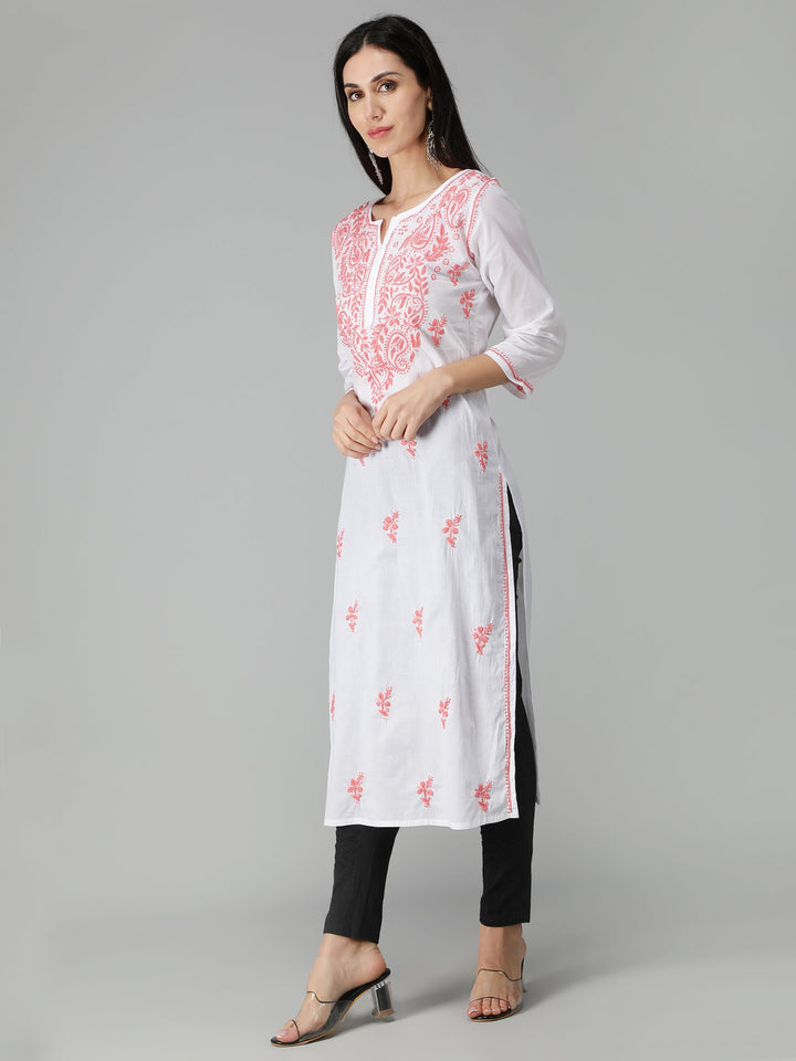 Chikankari-White-Cotton-Kurta-Kurti