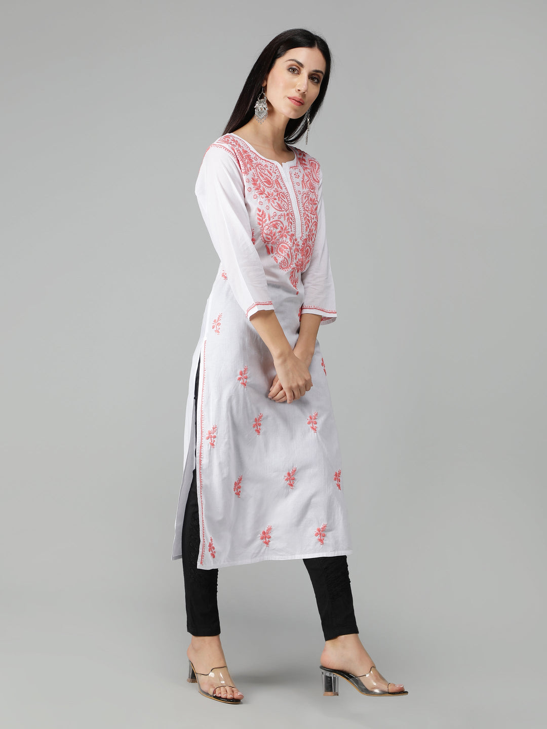 Chikankari-White-Cotton-Kurta-Kurti