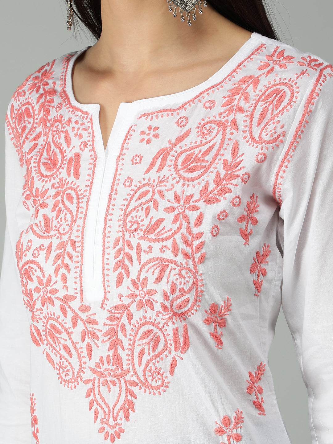 Chikankari-White-Cotton-Kurta-Kurti