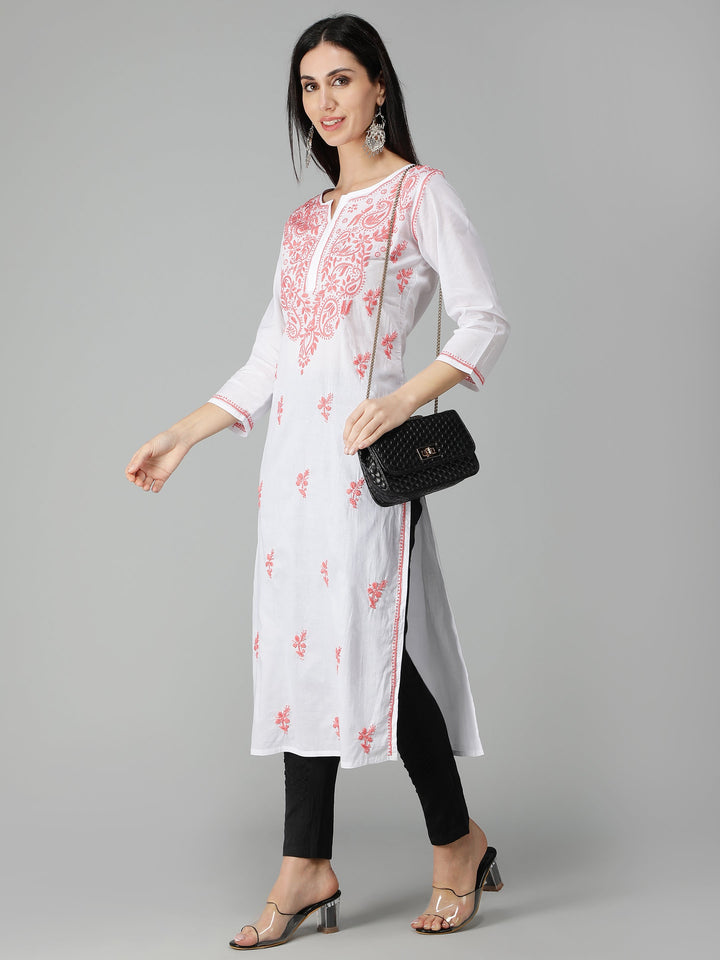 Chikankari-White-Cotton-Kurta-Kurti