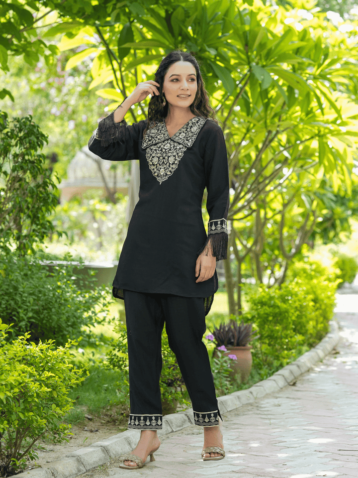 Black-Embroidered-Shirt-And-Trouser-Co-Ords-1476CRDBK