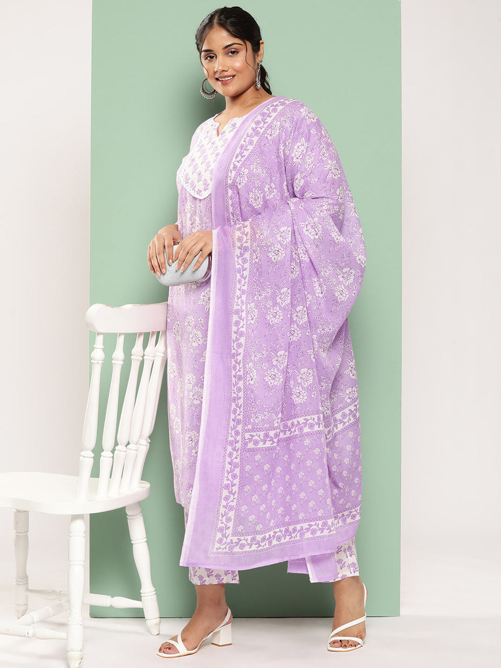 Floral-Printed-Pure-Cotton-Kurta-With-Trousers-&-With-Dupatta-9812PSKDLV