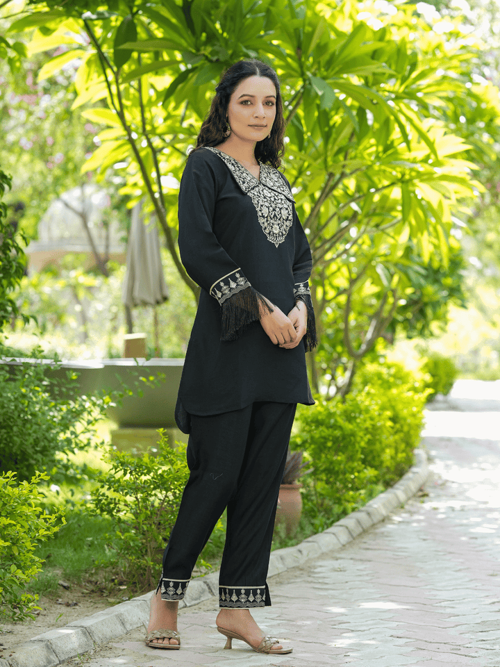 Black-Embroidered-Shirt-And-Trouser-Co-Ords-1476CRDBK