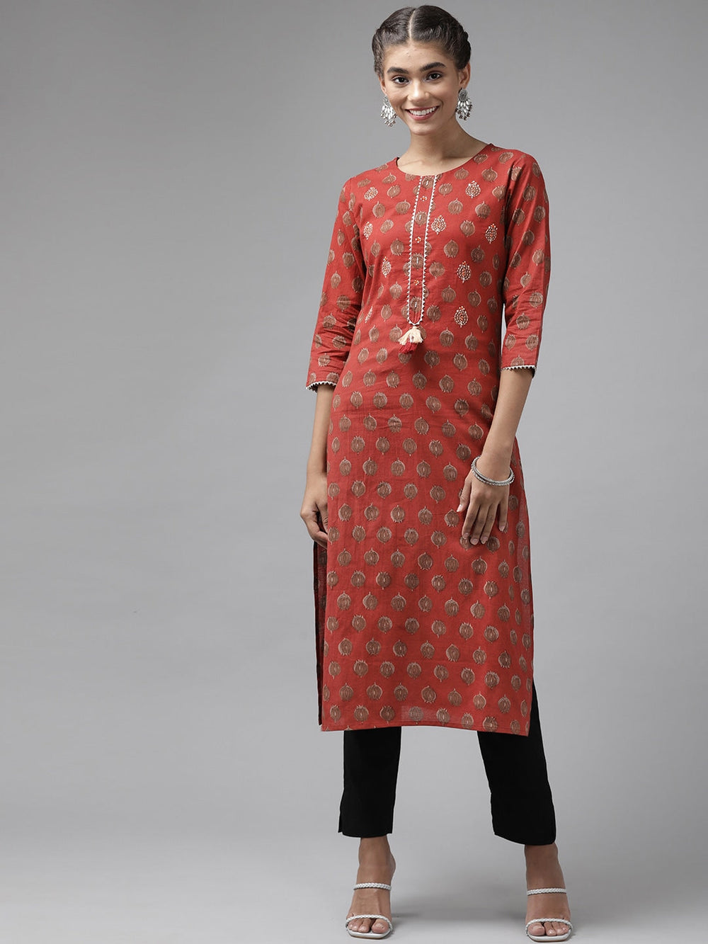 Red-Printed-Kurta