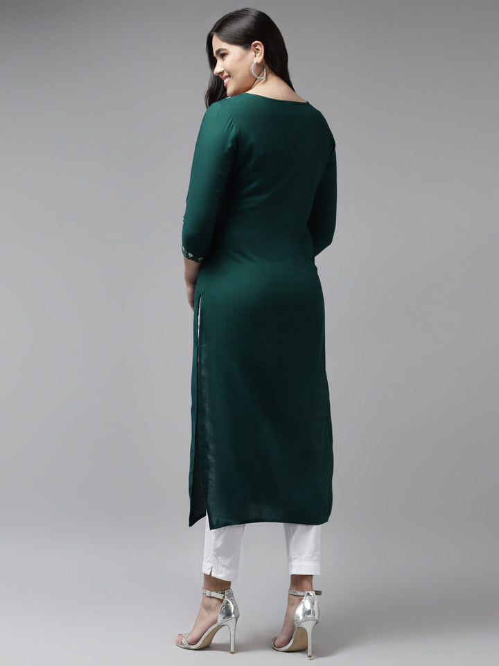 Green-Thread-Work-Viscose-Rayon-Kurta