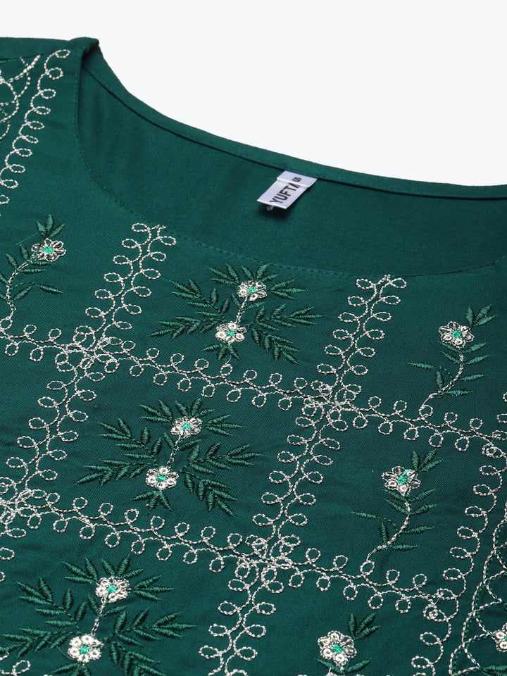 Green-Thread-Work-Viscose-Rayon-Kurta