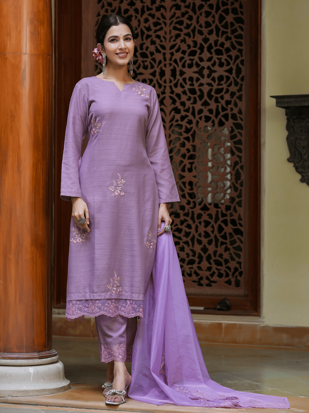 Purple-Embroidered-Straight-Kurta-Trouser-And-Dupatta-Set