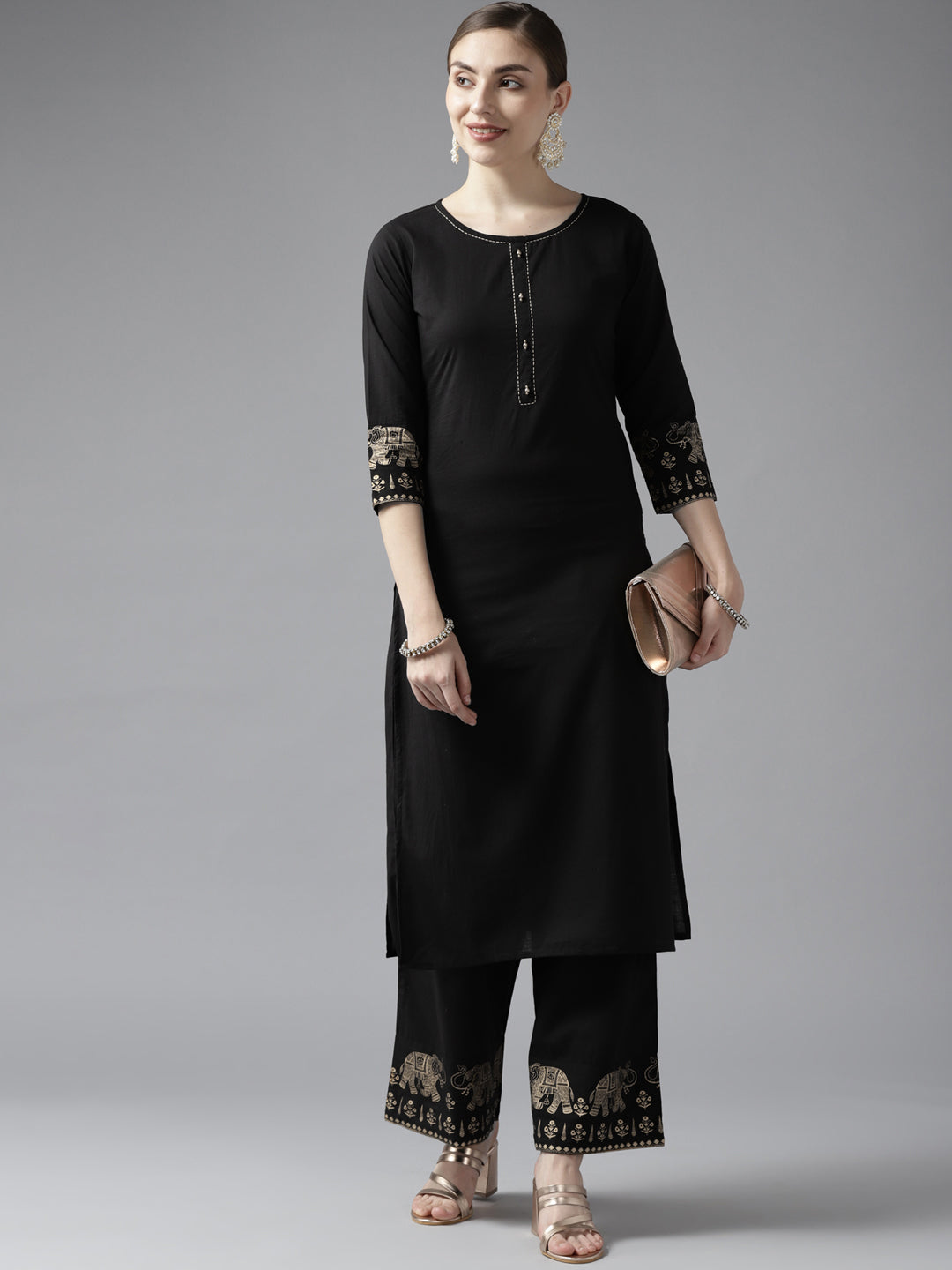 Black-Printed-Kurta-Set