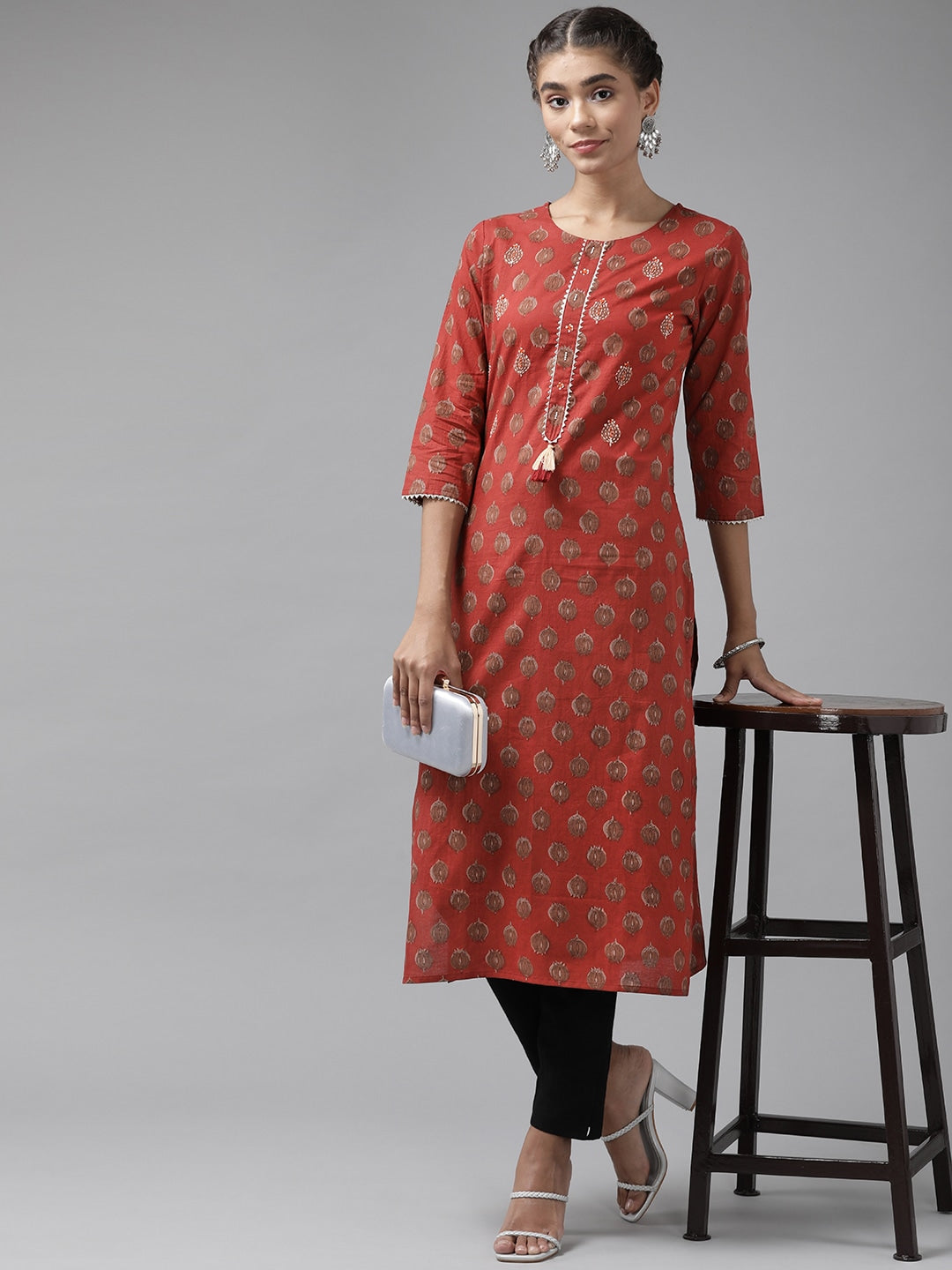 Red-Printed-Kurta