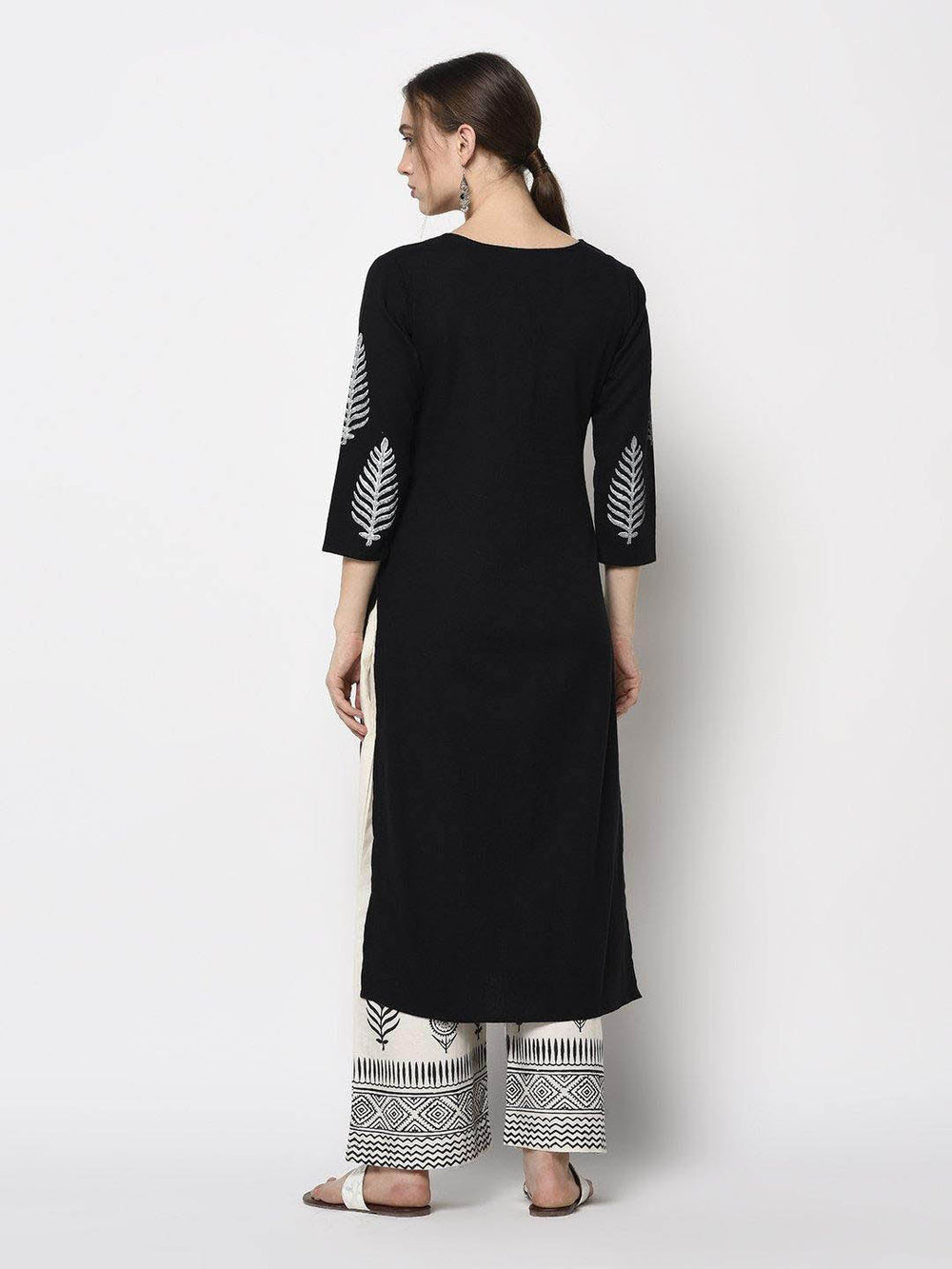 Black Embroidered Kurta Palazzo & Dupatta