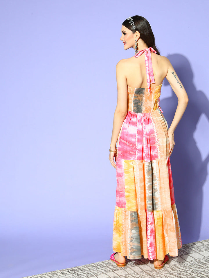 Multicoloured-Tiered-Viscose-Rayon-Dress