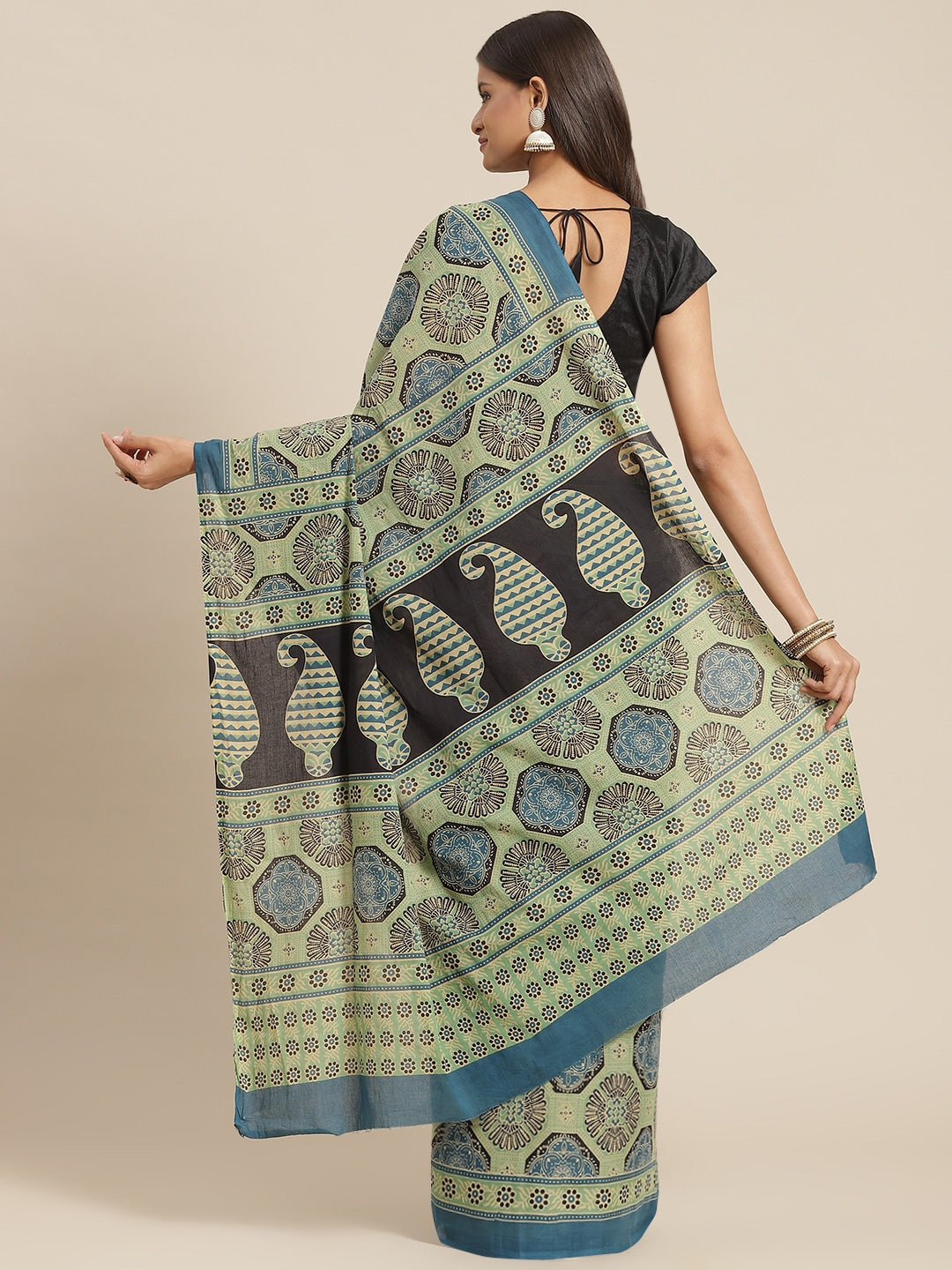 Olive Printed Saree Yufta Store