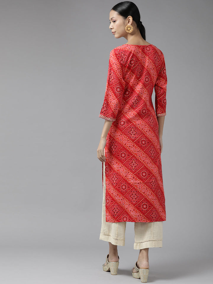 Red-Printed-Kurta