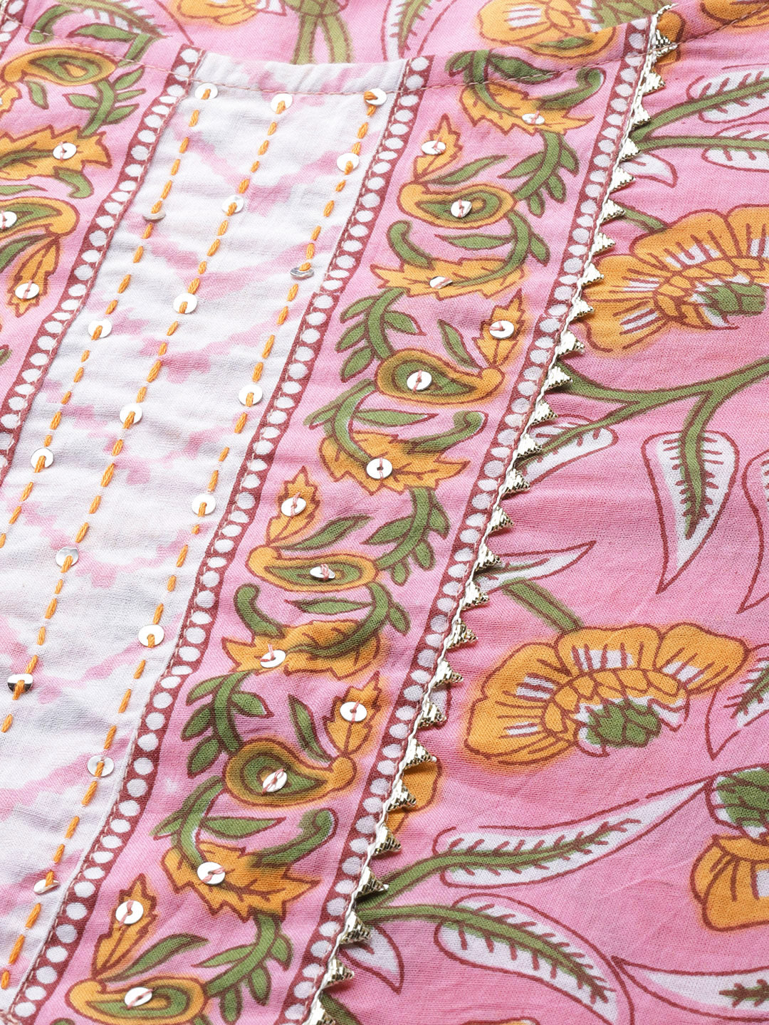 Pink Pure Cotton Printed Kurta