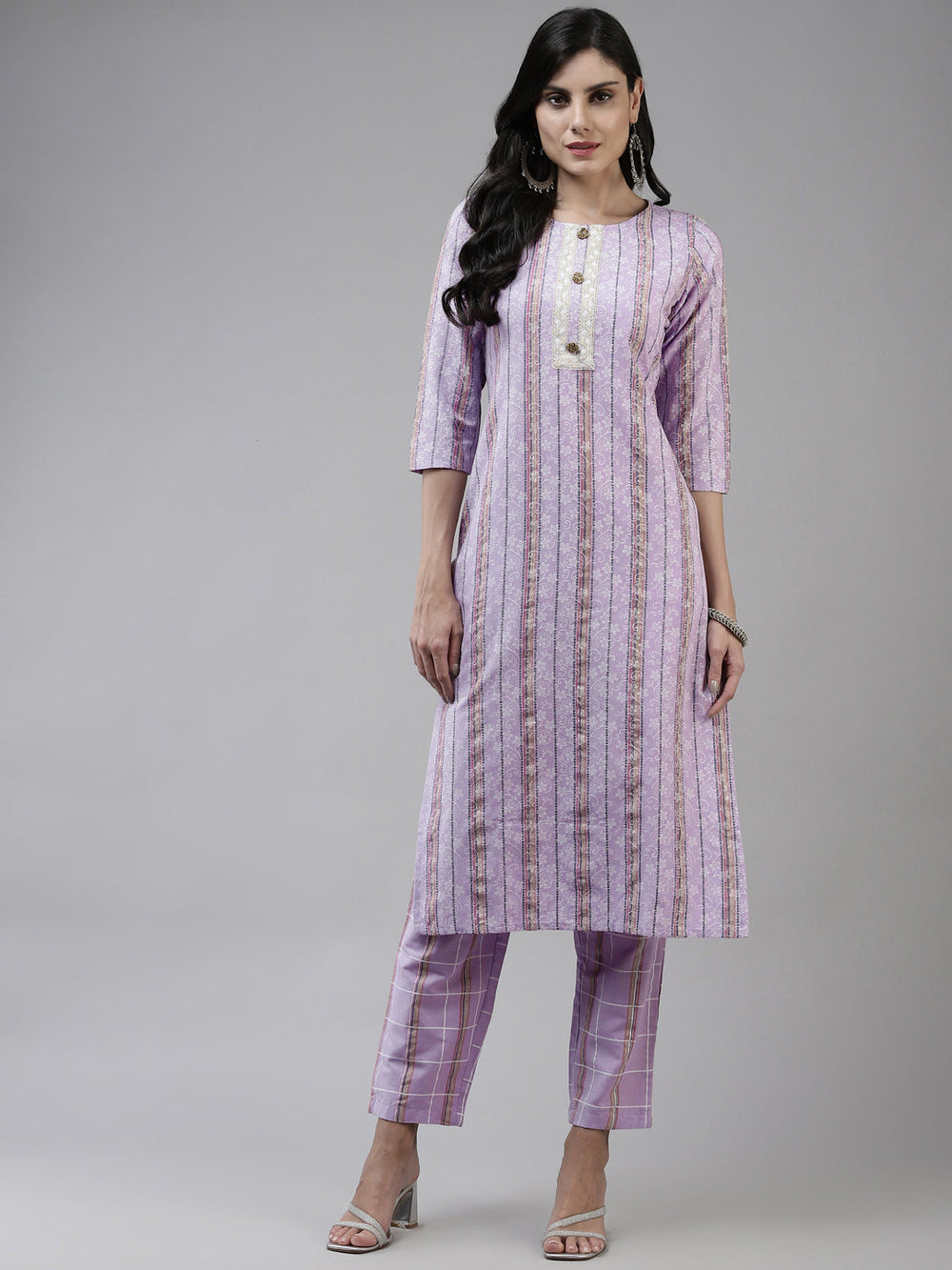 Lavender-Printed-Kurta-With-Trousers-9561SETLV