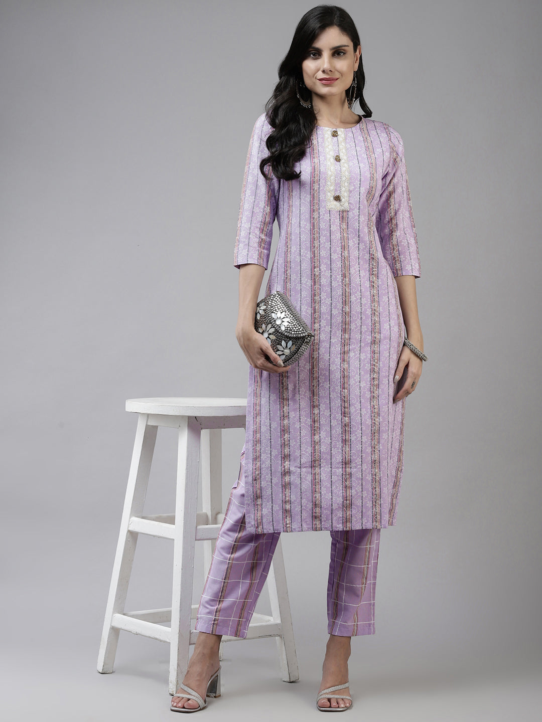 Lavender-Printed-Kurta-With-Trousers-9561SETLV