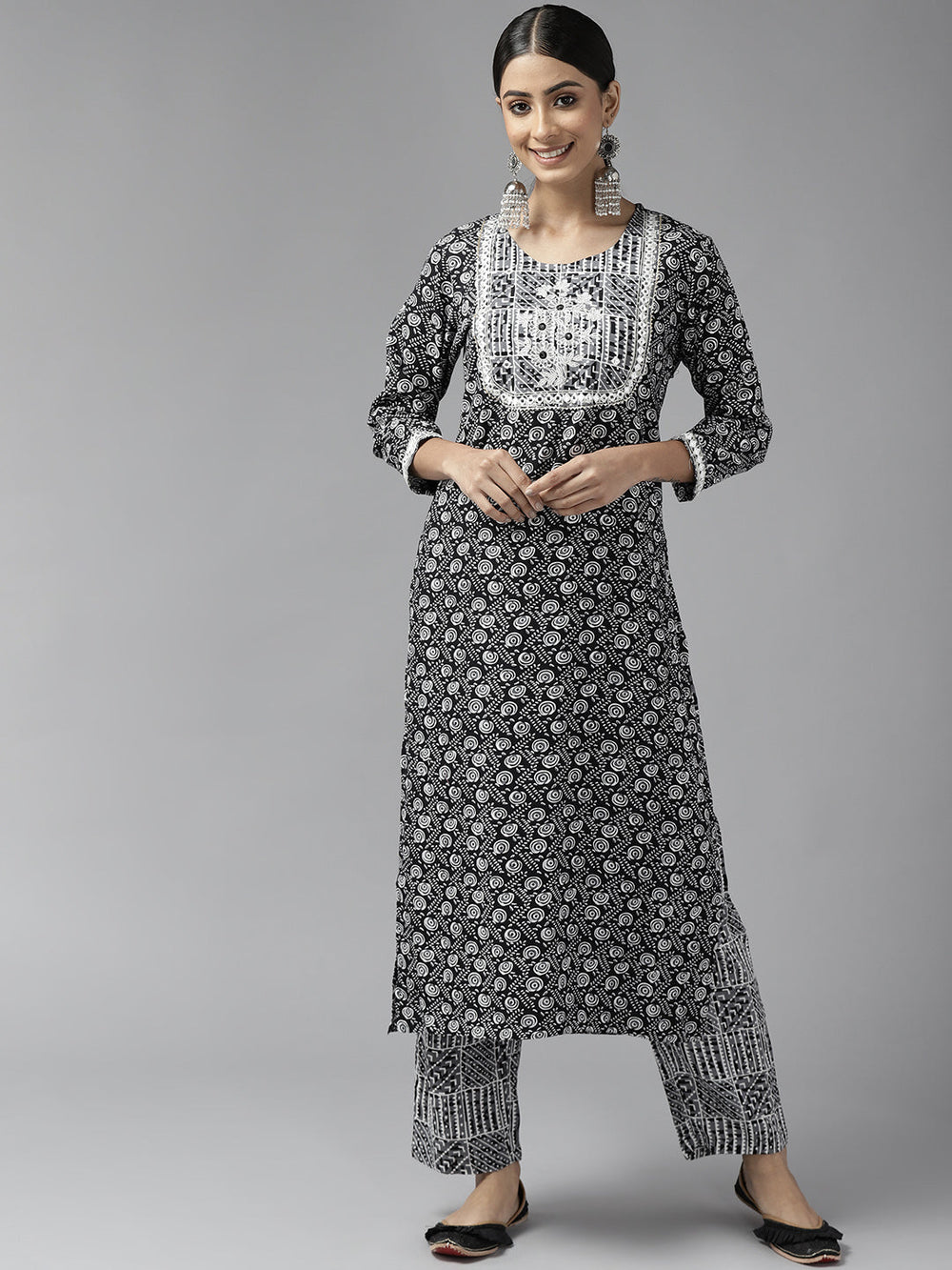 Black-Printed-Kurta-Set