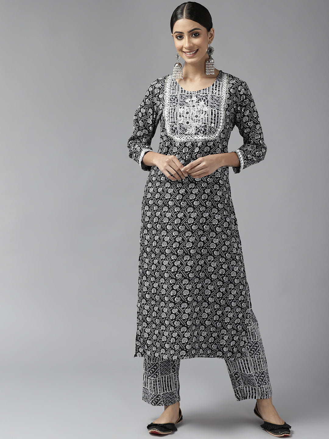 Black-Printed-Kurta-Set