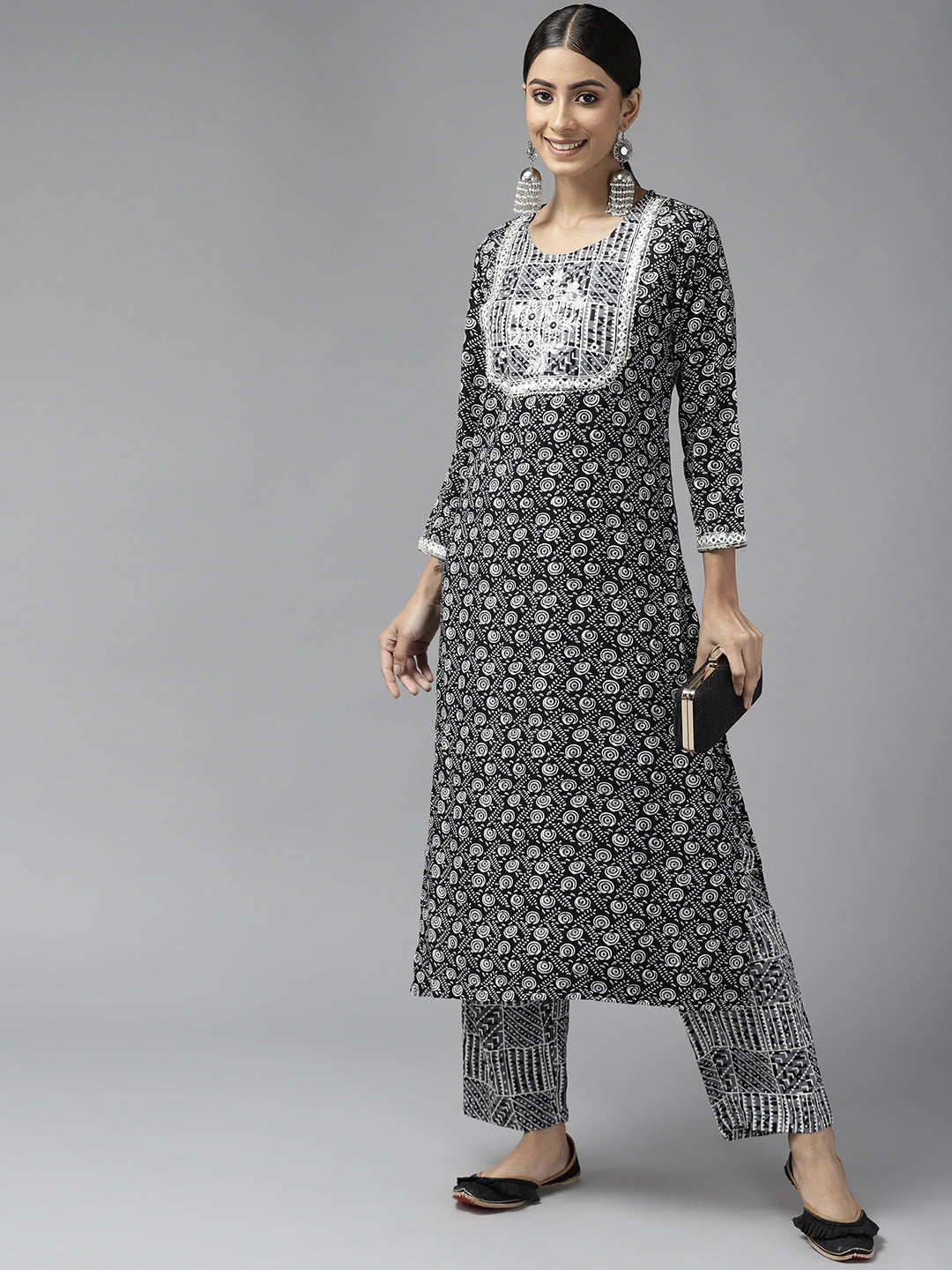 Black-Printed-Kurta-Set