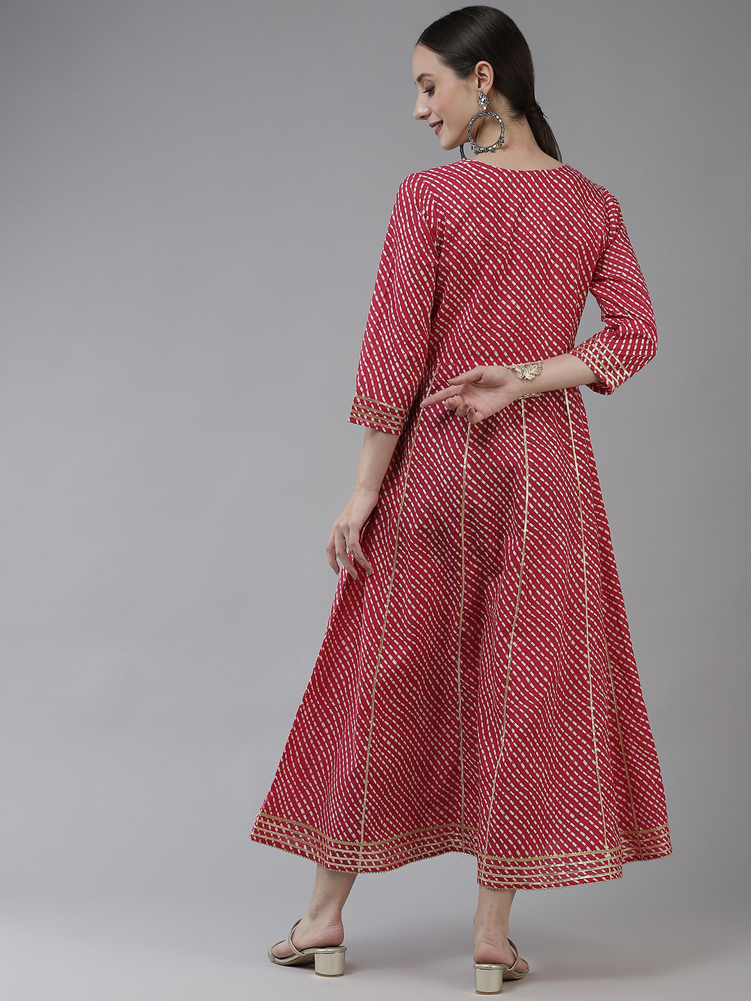 Pink Ethnic Motifs Maxi Dress