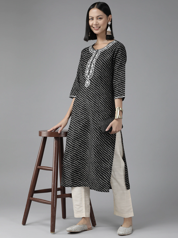 Black-Leheriya-Kurta-9856KURBK