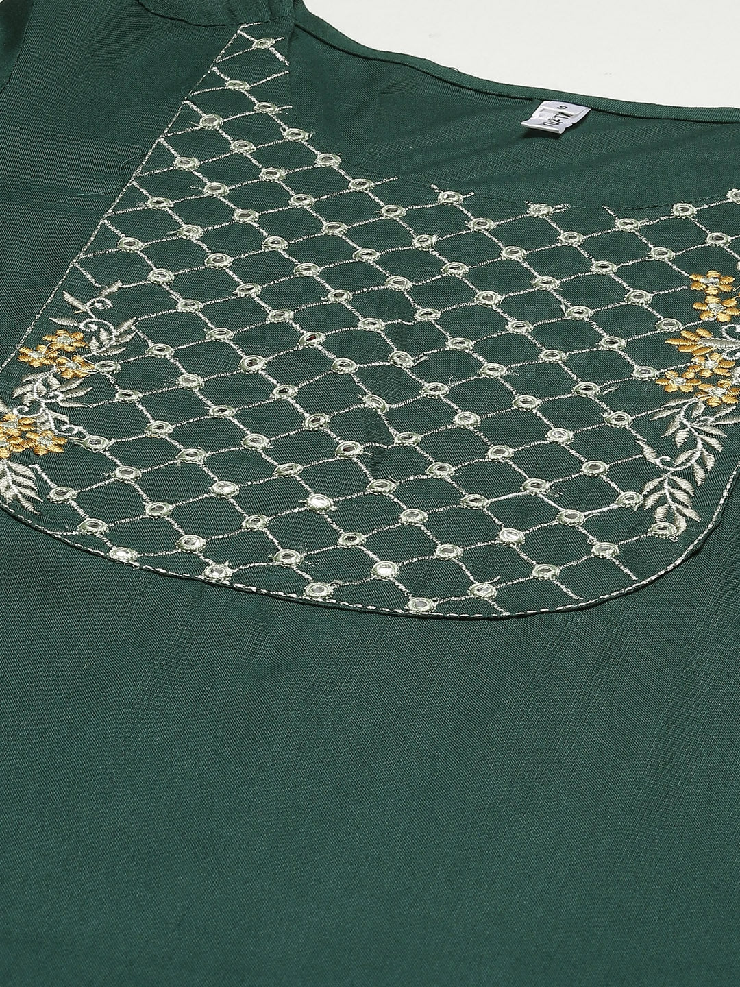 Green Embroidered Kurta