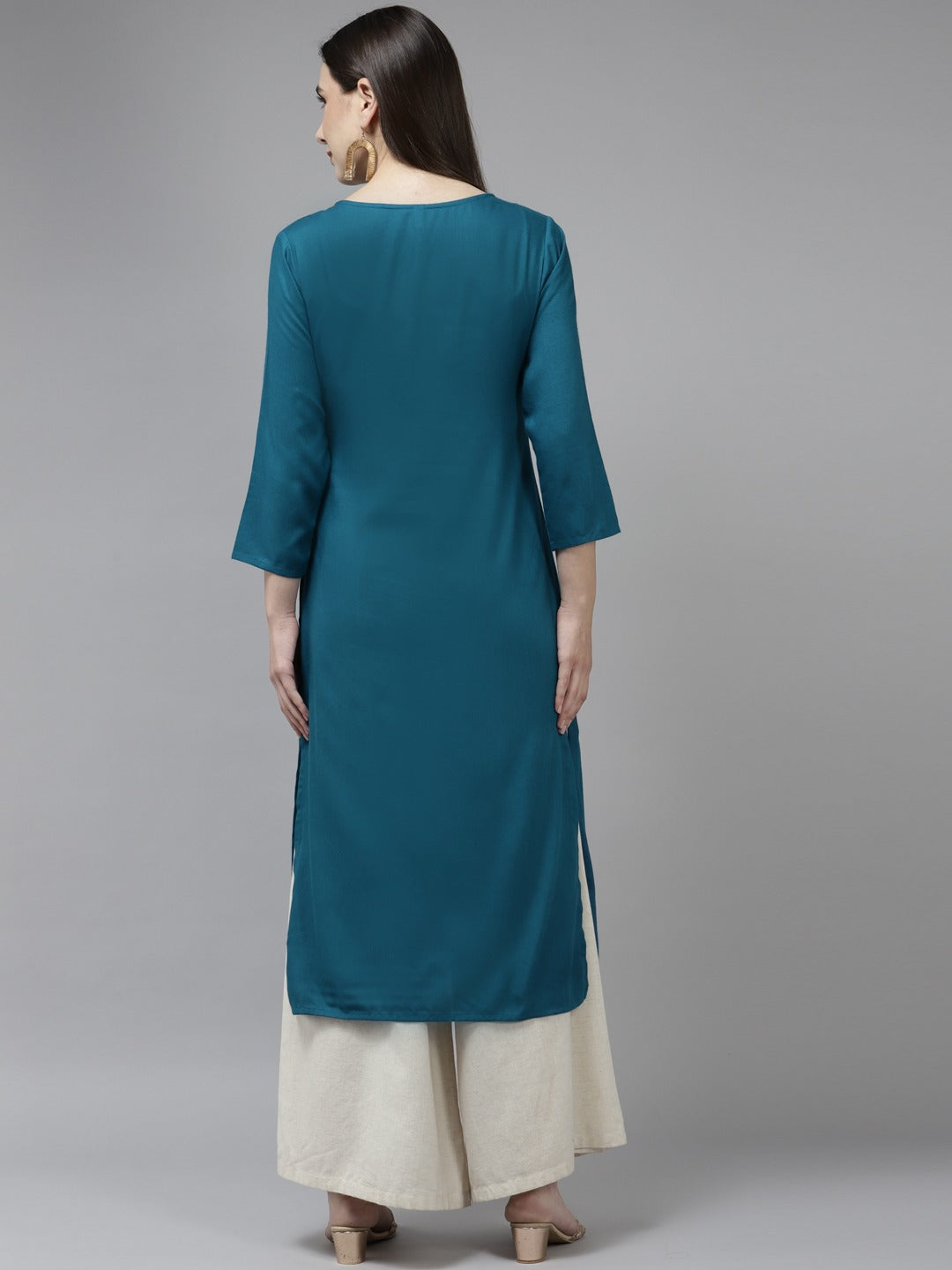 Teal-Mirror-Work-Viscose-Rayon-Kurta