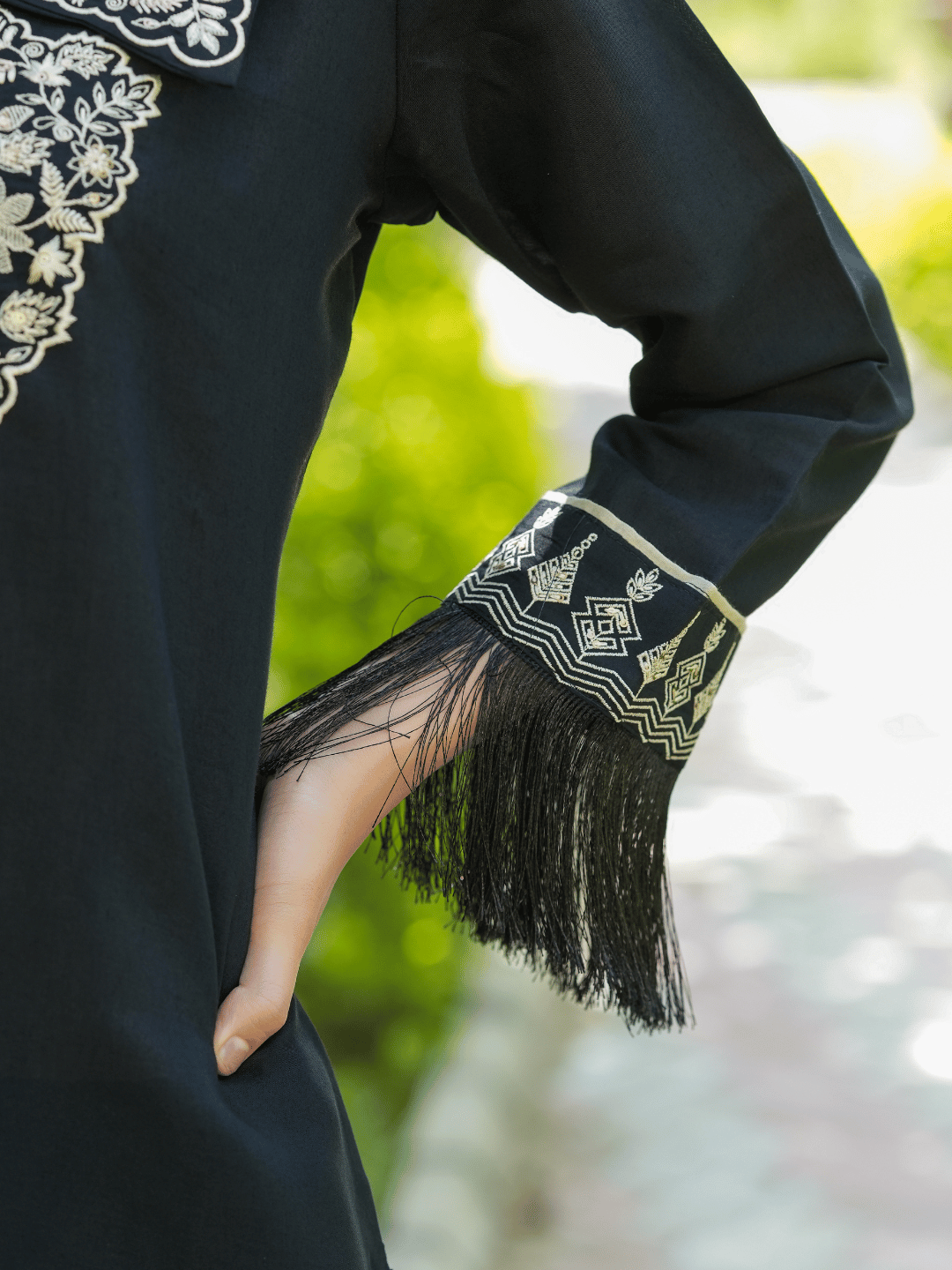 Black Embroidered Shirt & Trouser Co Ords