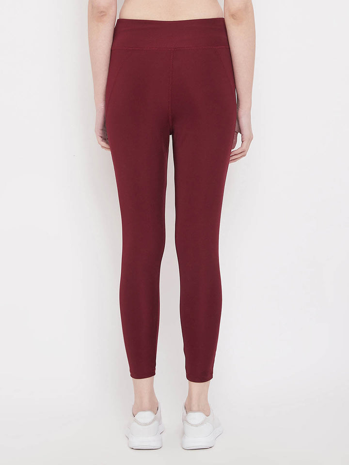 High Rise Activewear Tights In Maroon