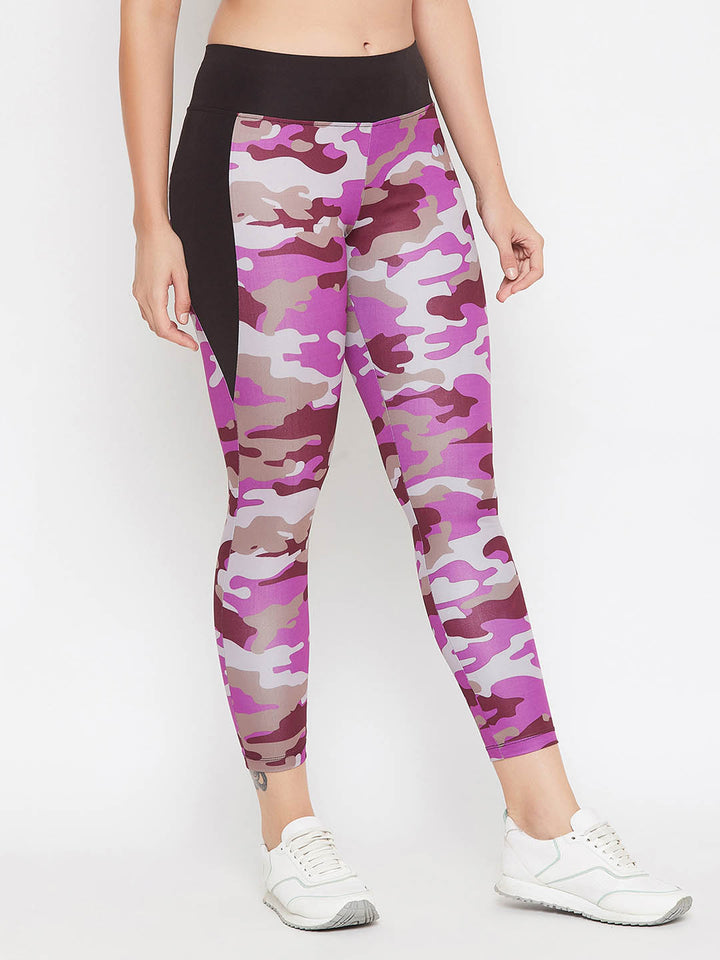 Purple Active Camouflage Ankle-Length Tights