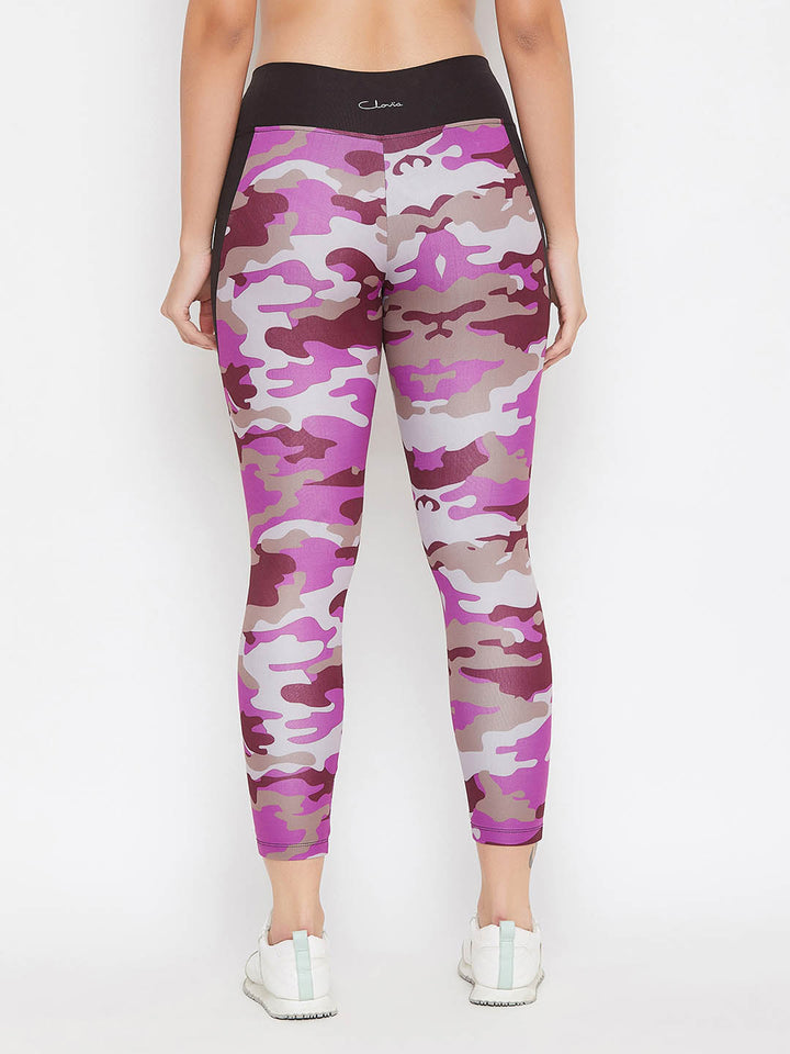 Purple Active Camouflage Ankle-Length Tights