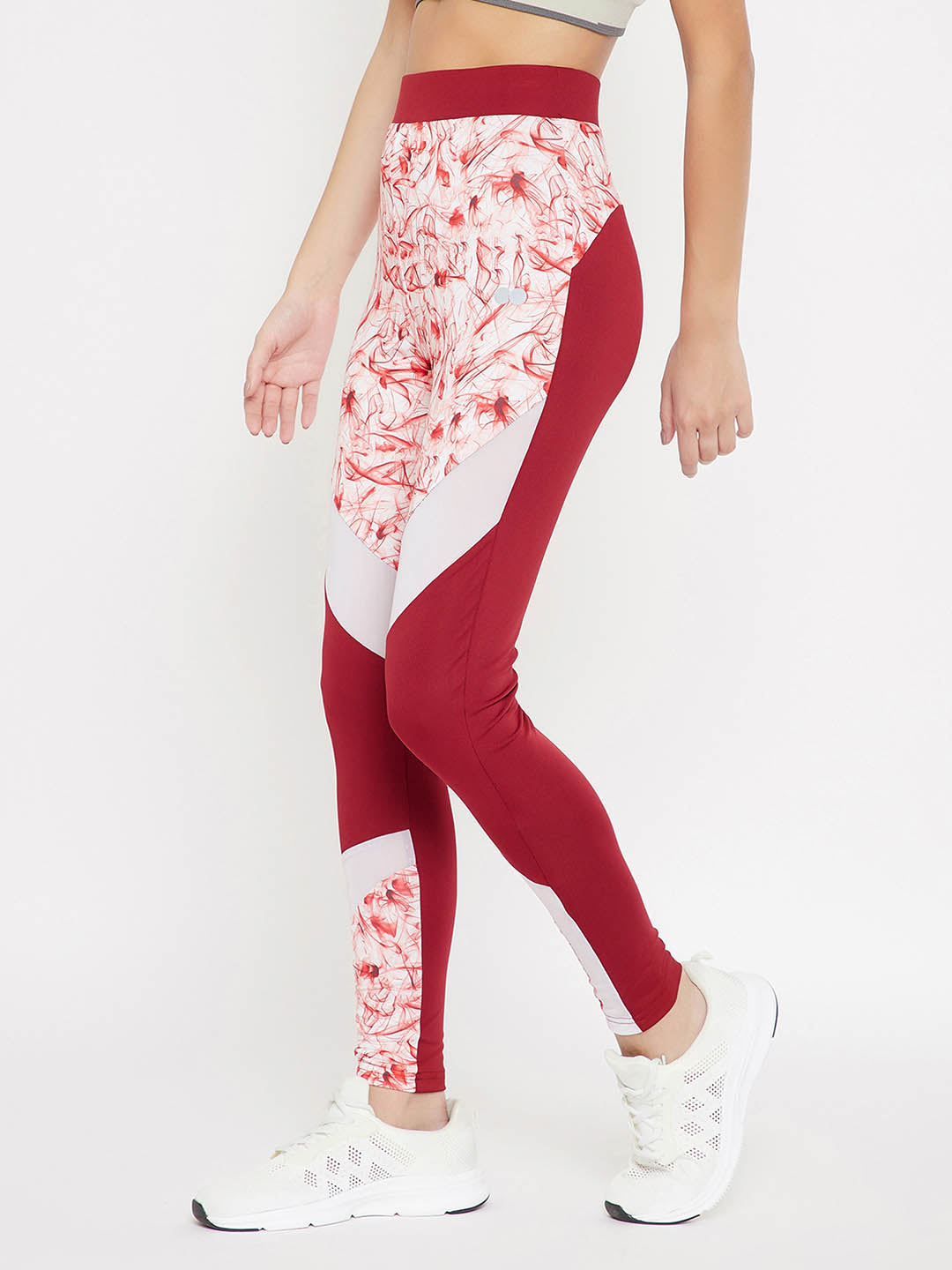 Ankle-Length Printed Active Tights In Red