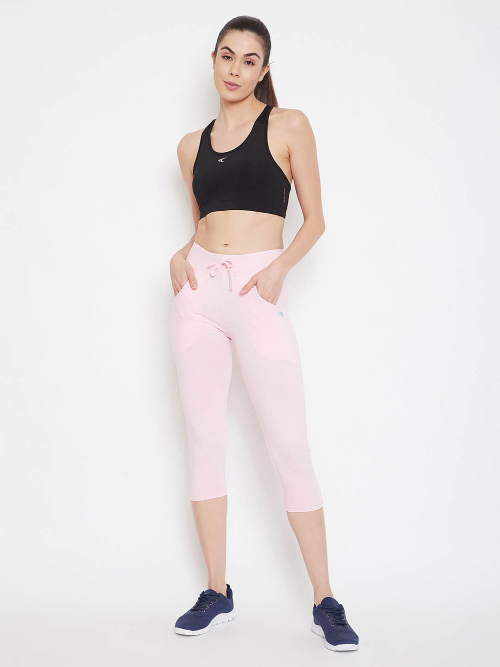 Active Capri In Baby Pink - Cotton Rich