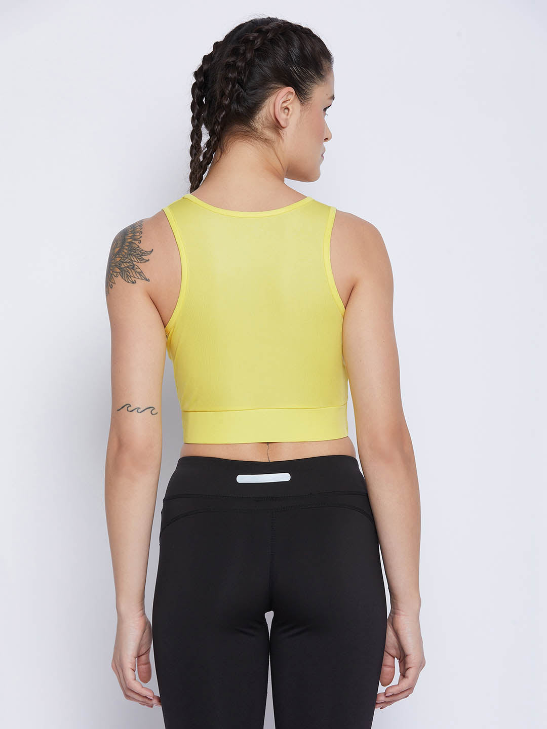 Yellow Snug Fit Crop Top With Twist Knot